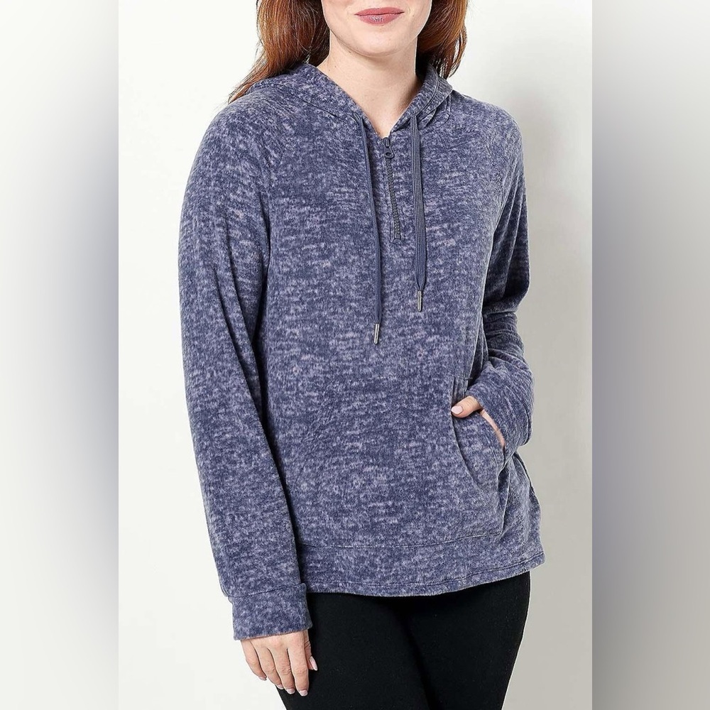 Pink Clover Women's Heathered Purple Lightweight Knit Hoodie